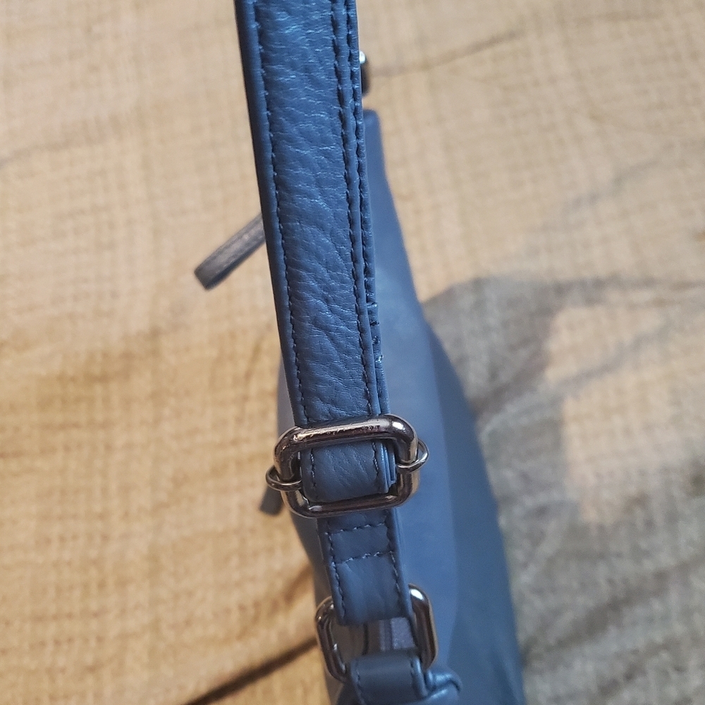 Great American Leatherworks Blue Grey Granada Double Top Zip Shoulder Bag - Picture 6 of 9